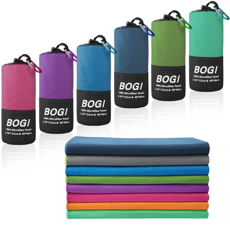 BOGI Microfiber Travel Sports Towel-Quick Dry Towel, Soft Lightweight Microfiber Camping Towel Absorbent Compact Travel Towel for Camping Gym Beach Yoga Swimming Backpacking (S:16''x32'',2Pcs-Nblue) - Image 1